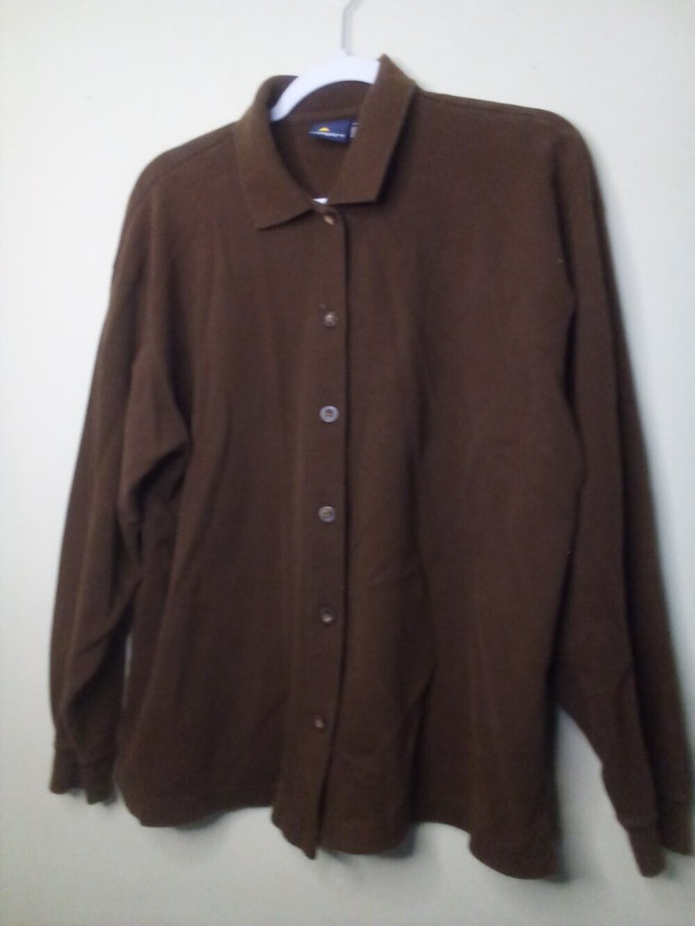 Liz Sport Shirt Women L Button Up Polo Soft Brown - Picture 2 of 14